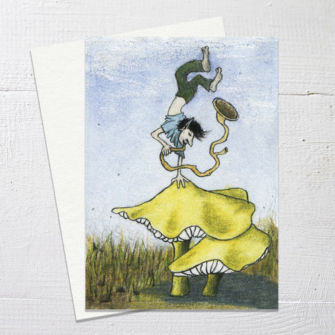 HANDSTANDING HORNBLOWER Greetings Card (C21)